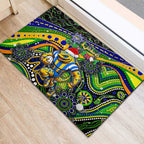 Merry Christmas Eels Rubber Doormat Aboriginal Santa Rugby Mascot - Parramatta