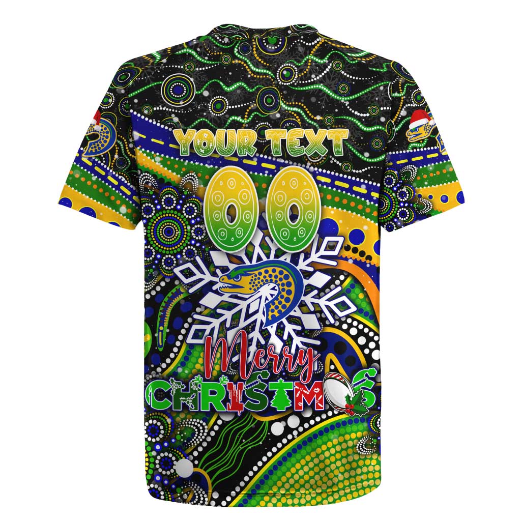Merry Christmas Eels Rugby Jersey Aboriginal Santa Rugby Mascot - Parramatta