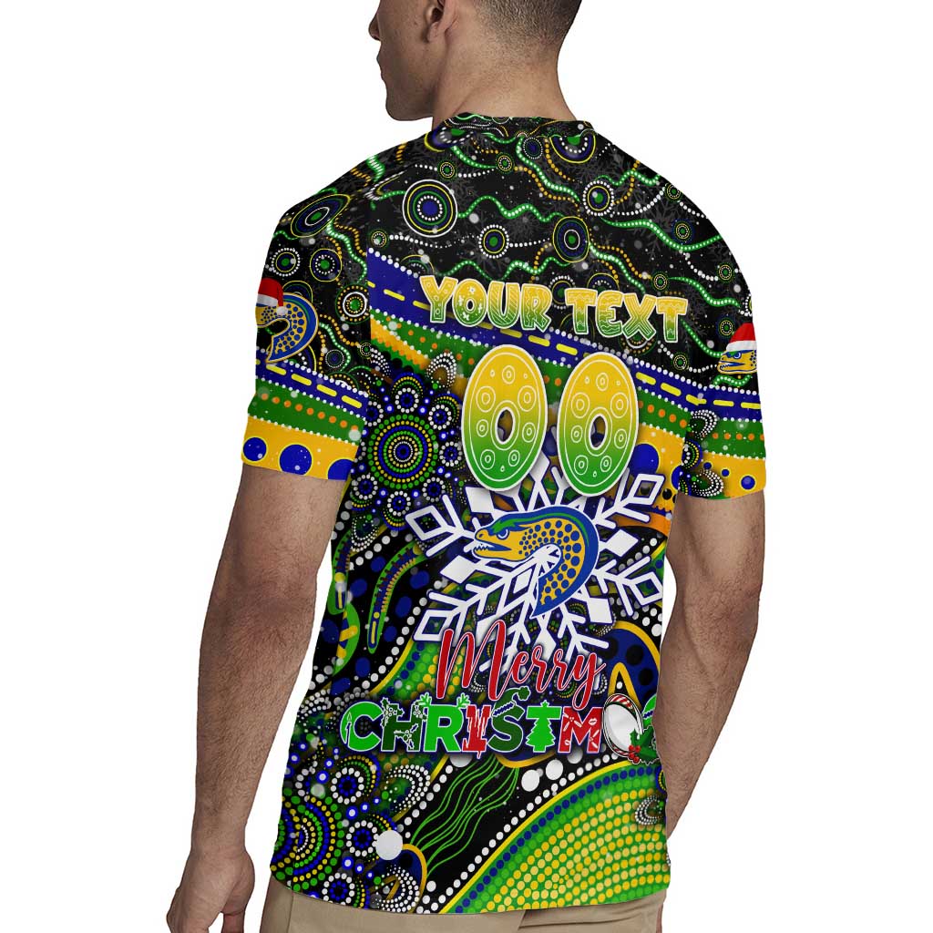 Merry Christmas Eels Rugby Jersey Aboriginal Santa Rugby Mascot - Parramatta