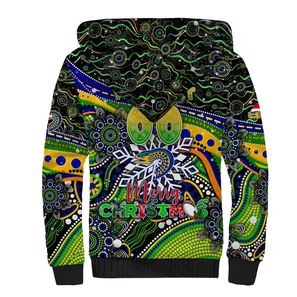 Merry Christmas Eels Sherpa Hoodie Aboriginal Santa Rugby Mascot - Parramatta