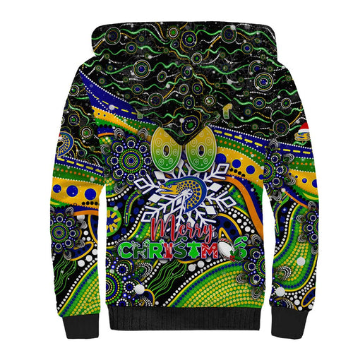 Merry Christmas Eels Sherpa Hoodie Aboriginal Santa Rugby Mascot - Parramatta