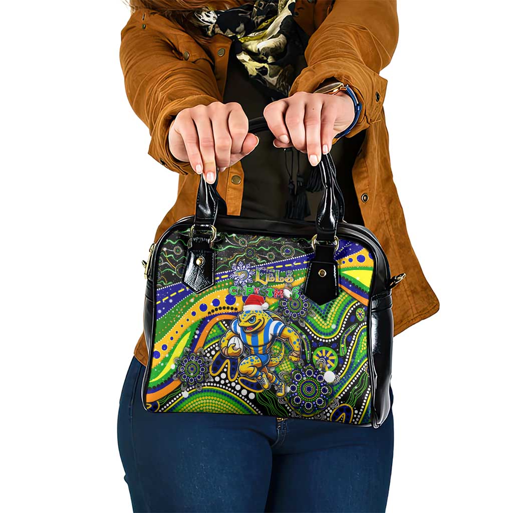 Merry Christmas Eels Shoulder Handbag Aboriginal Santa Rugby Mascot - Parramatta