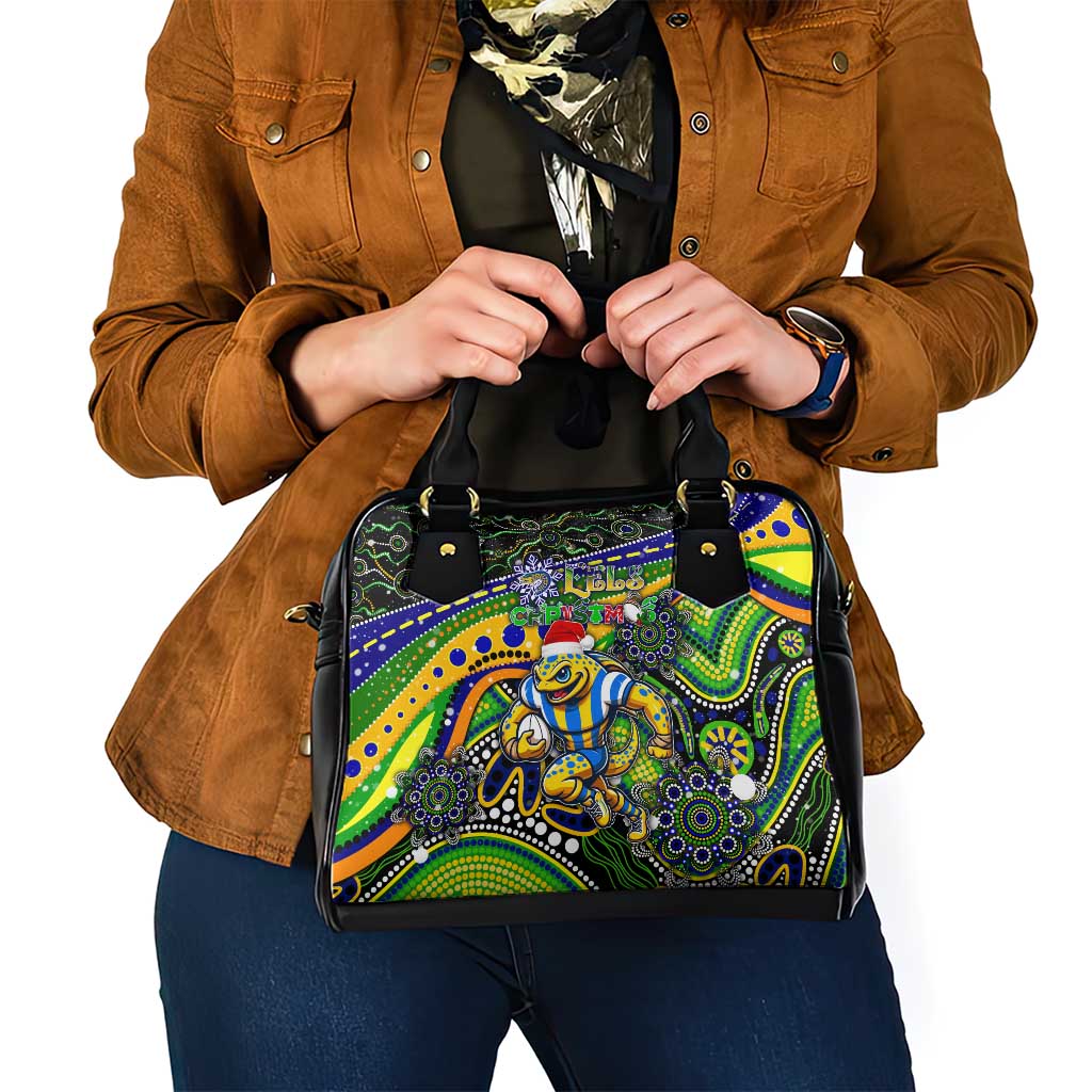 Merry Christmas Eels Shoulder Handbag Aboriginal Santa Rugby Mascot - Parramatta