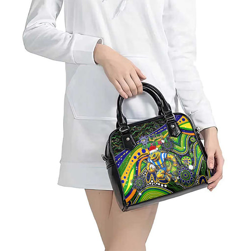 Merry Christmas Eels Shoulder Handbag Aboriginal Santa Rugby Mascot - Parramatta