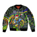 Merry Christmas Eels Sleeve Zip Bomber Jacket Aboriginal Santa Rugby Mascot - Parramatta