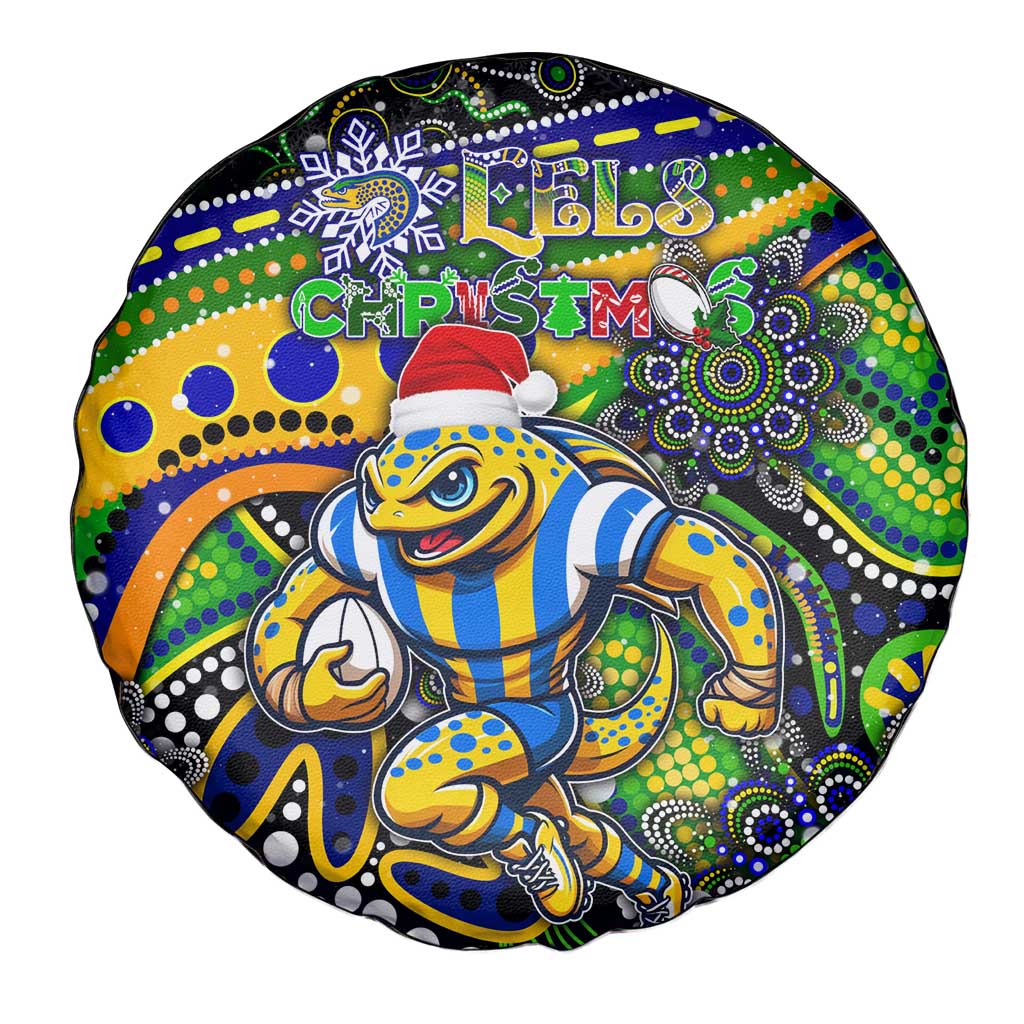 Merry Christmas Eels Spare Tire Cover Aboriginal Santa Rugby Mascot - Parramatta