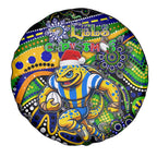 Merry Christmas Eels Spare Tire Cover Aboriginal Santa Rugby Mascot - Parramatta