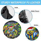 Merry Christmas Eels Spare Tire Cover Aboriginal Santa Rugby Mascot - Parramatta