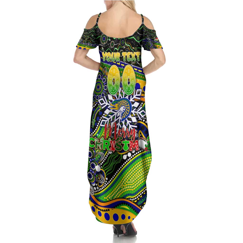 Merry Christmas Eels Summer Maxi Dress Aboriginal Santa Rugby Mascot - Parramatta