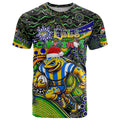 Merry Christmas Eels T Shirt Aboriginal Santa Rugby Mascot - Parramatta