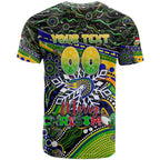 Merry Christmas Eels T Shirt Aboriginal Santa Rugby Mascot - Parramatta