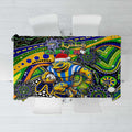 Merry Christmas Eels Tablecloth Aboriginal Santa Rugby Mascot - Parramatta