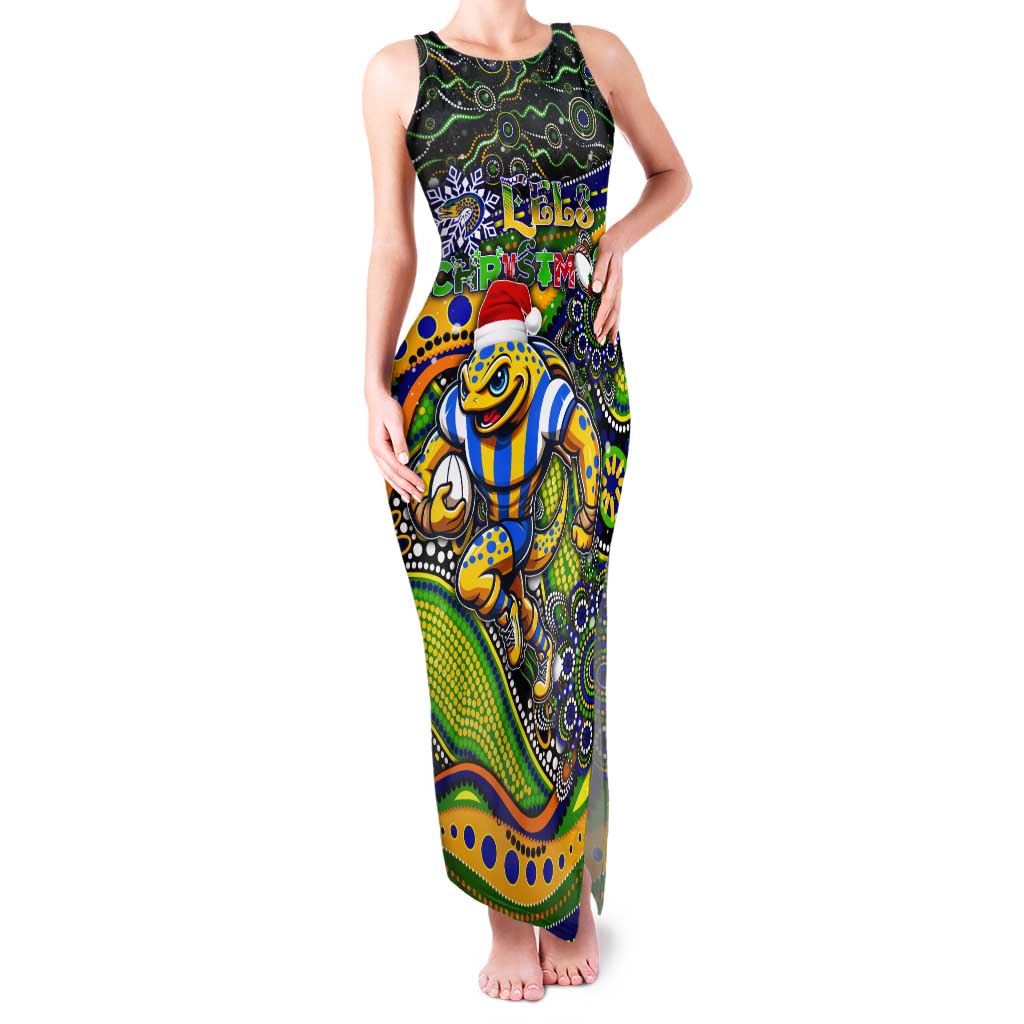 Merry Christmas Eels Tank Maxi Dress Aboriginal Santa Rugby Mascot - Parramatta