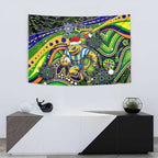 Merry Christmas Eels Tapestry Aboriginal Santa Rugby Mascot - Parramatta