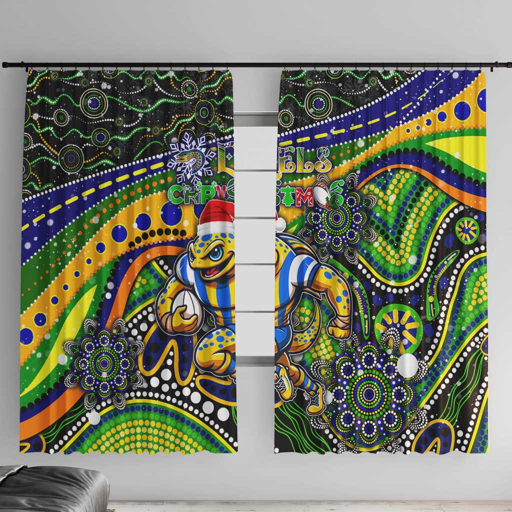 Merry Christmas Eels Window Curtain Aboriginal Santa Rugby Mascot - Parramatta