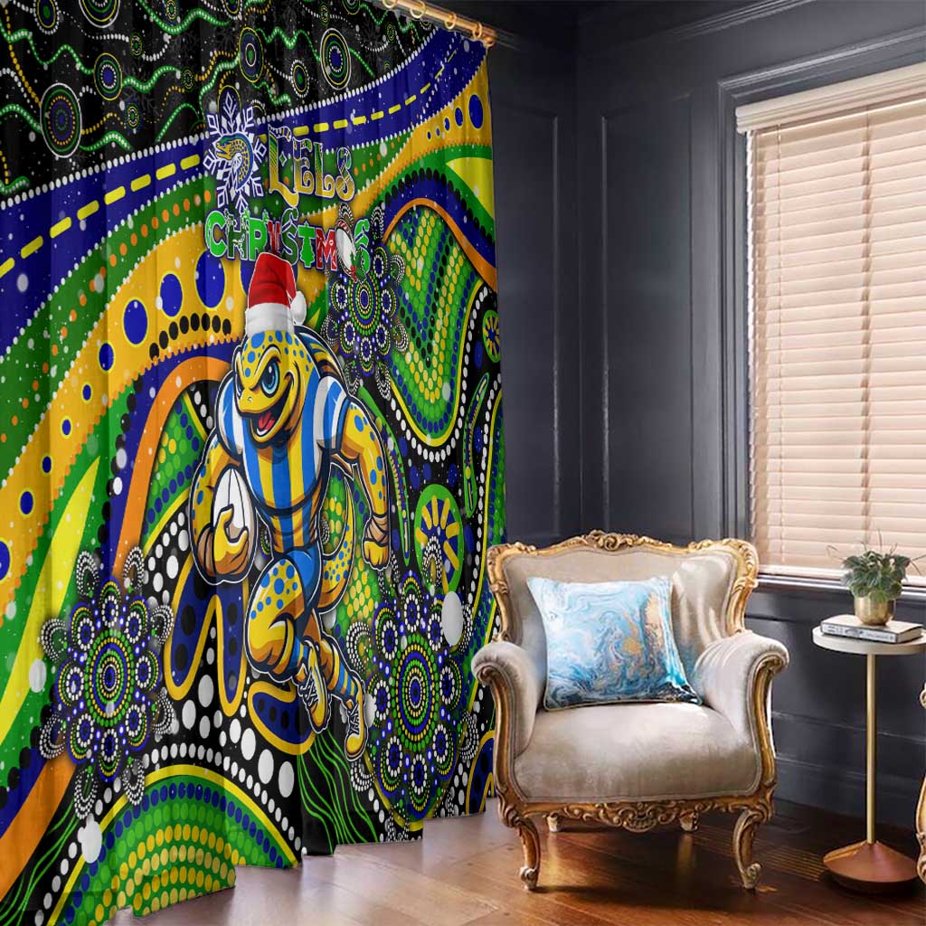 Merry Christmas Eels Window Curtain Aboriginal Santa Rugby Mascot - Parramatta