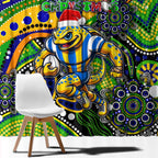 Merry Christmas Eels Window Curtain Aboriginal Santa Rugby Mascot - Parramatta