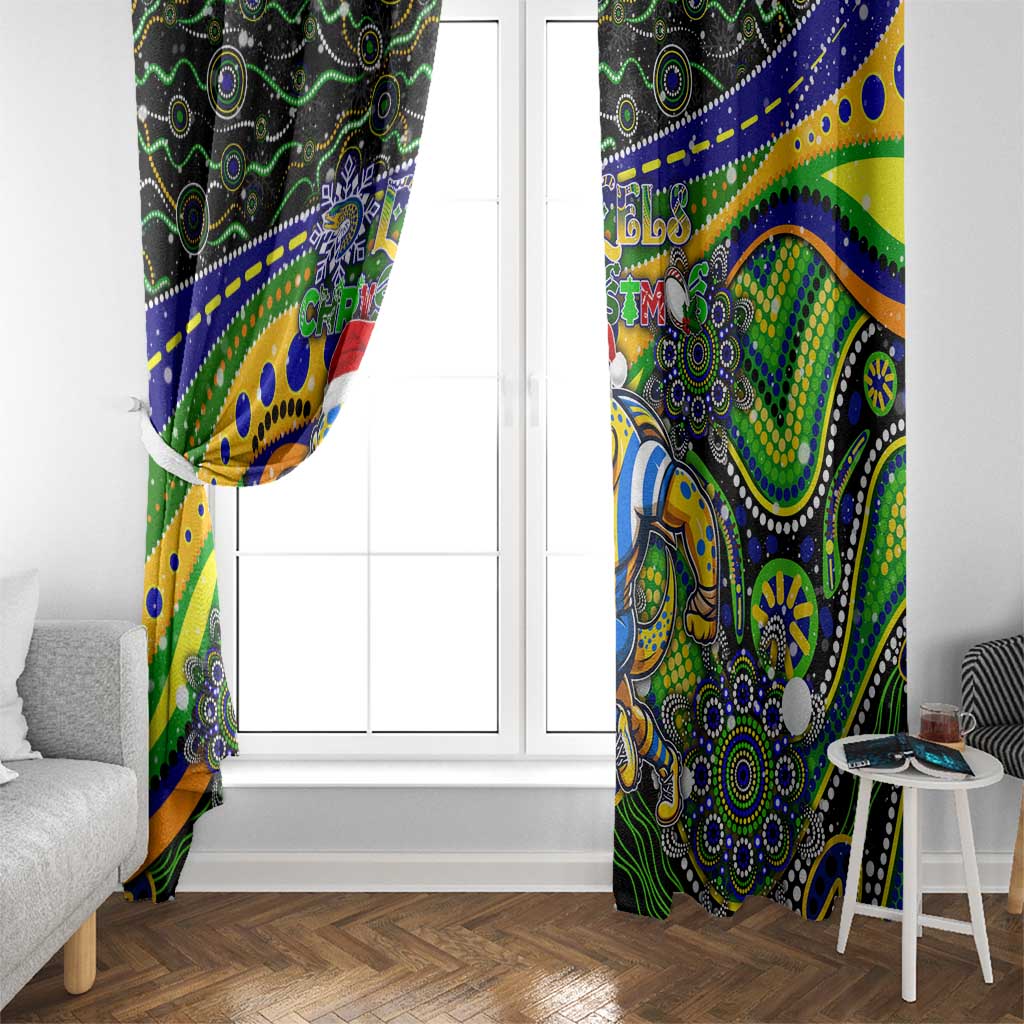 Merry Christmas Eels Window Curtain Aboriginal Santa Rugby Mascot - Parramatta