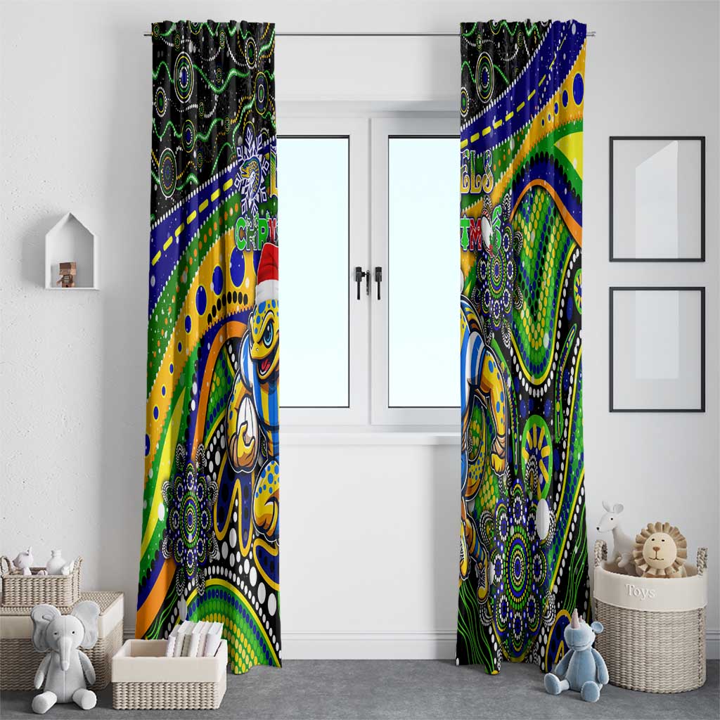 Merry Christmas Eels Window Curtain Aboriginal Santa Rugby Mascot - Parramatta