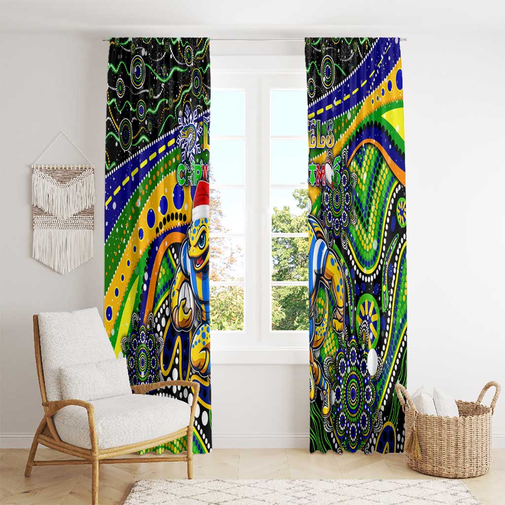 Merry Christmas Eels Window Curtain Aboriginal Santa Rugby Mascot - Parramatta