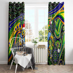 Merry Christmas Eels Window Curtain Aboriginal Santa Rugby Mascot - Parramatta