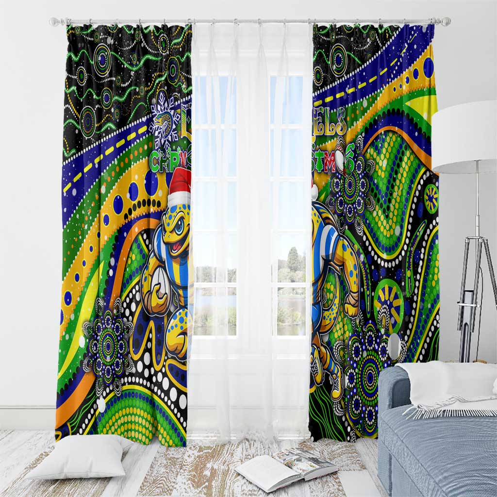 Merry Christmas Eels Window Curtain Aboriginal Santa Rugby Mascot - Parramatta