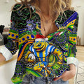 Merry Christmas Eels Women Casual Shirt Aboriginal Santa Rugby Mascot - Parramatta
