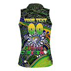 Merry Christmas Eels Women Sleeveless Polo Shirt Aboriginal Santa Rugby Mascot - Parramatta