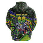Merry Christmas Eels Zip Hoodie Aboriginal Santa Rugby Mascot - Parramatta