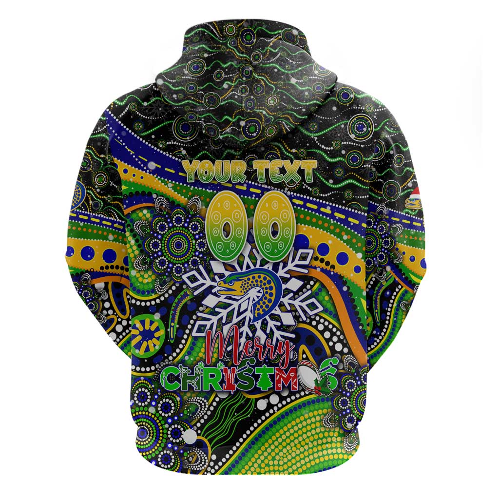 Merry Christmas Eels Zip Hoodie Aboriginal Santa Rugby Mascot - Parramatta