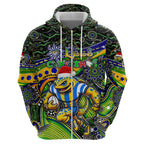 Merry Christmas Eels Zip Hoodie Aboriginal Santa Rugby Mascot - Parramatta