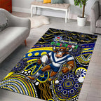 Merry Christmas Cowboys Area Rug Aboriginal Santa Rugby Mascot - North Queensland