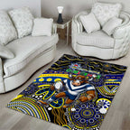 Merry Christmas Cowboys Area Rug Aboriginal Santa Rugby Mascot - North Queensland