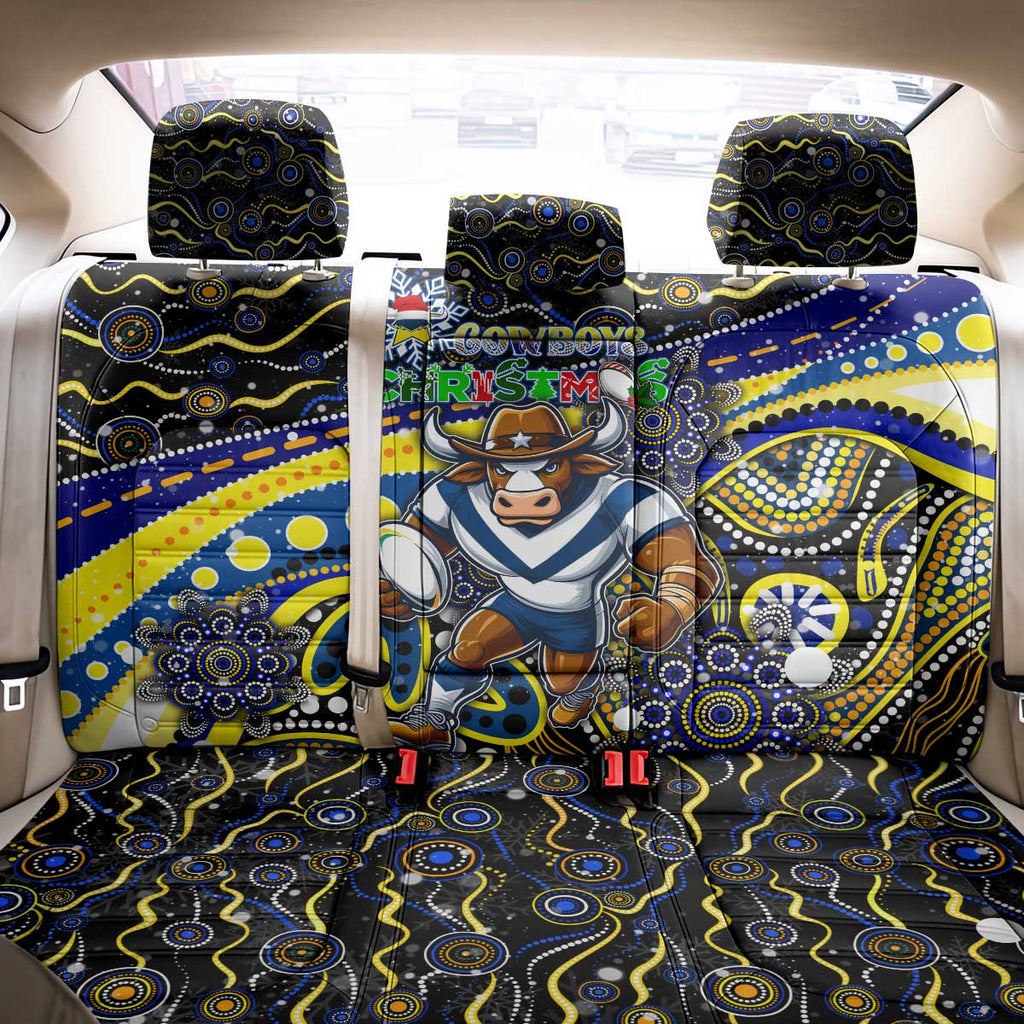 Merry Christmas Cowboys Back Car Seat Cover Aboriginal Santa Rugby Mascot - North Queensland