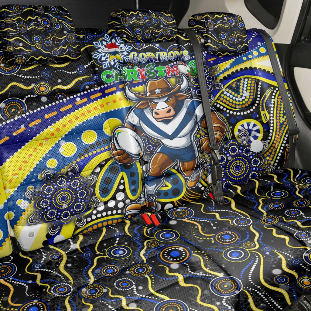 Merry Christmas Cowboys Back Car Seat Cover Aboriginal Santa Rugby Mascot - North Queensland