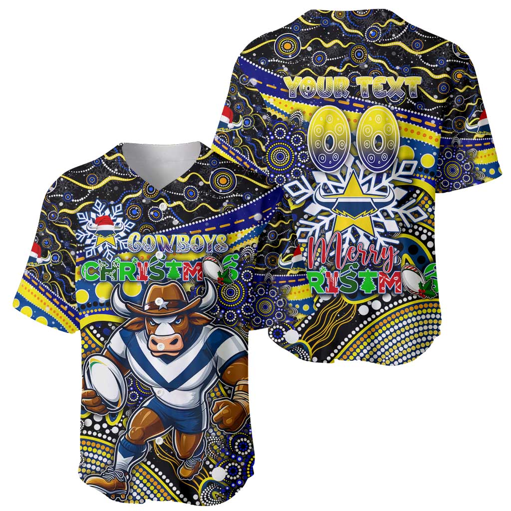 Merry Christmas Cowboys Baseball Jersey Aboriginal Santa Rugby Mascot - North Queensland