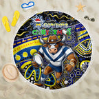 Merry Christmas Cowboys Beach Blanket Aboriginal Santa Rugby Mascot - North Queensland