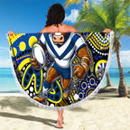 Merry Christmas Cowboys Beach Blanket Aboriginal Santa Rugby Mascot - North Queensland