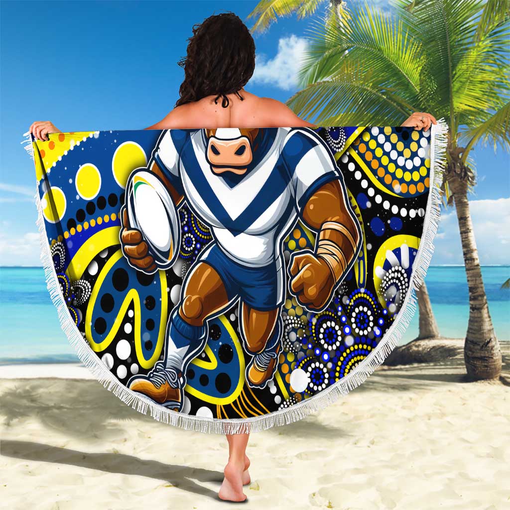 Merry Christmas Cowboys Beach Blanket Aboriginal Santa Rugby Mascot - North Queensland