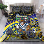Merry Christmas Cowboys Bedding Set Aboriginal Santa Rugby Mascot - North Queensland