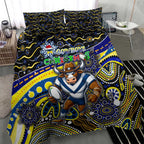 Merry Christmas Cowboys Bedding Set Aboriginal Santa Rugby Mascot - North Queensland