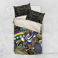 Merry Christmas Cowboys Bedding Set Aboriginal Santa Rugby Mascot - North Queensland