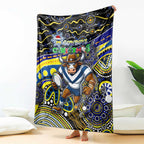 Merry Christmas Cowboys Blanket Aboriginal Santa Rugby Mascot - North Queensland