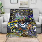 Merry Christmas Cowboys Blanket Aboriginal Santa Rugby Mascot - North Queensland