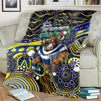 Merry Christmas Cowboys Blanket Aboriginal Santa Rugby Mascot - North Queensland
