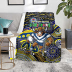 Merry Christmas Cowboys Blanket Aboriginal Santa Rugby Mascot - North Queensland