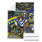 Merry Christmas Cowboys Blanket Aboriginal Santa Rugby Mascot - North Queensland