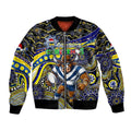 Merry Christmas Cowboys Bomber Jacket Aboriginal Santa Rugby Mascot - North Queensland