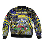 Merry Christmas Cowboys Bomber Jacket Aboriginal Santa Rugby Mascot - North Queensland