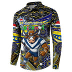 Merry Christmas Cowboys Button Sweatshirt Aboriginal Santa Rugby Mascot - North Queensland